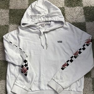 Vans Women’s Hoodie with Rose and Checkered Sleeve, Size XL